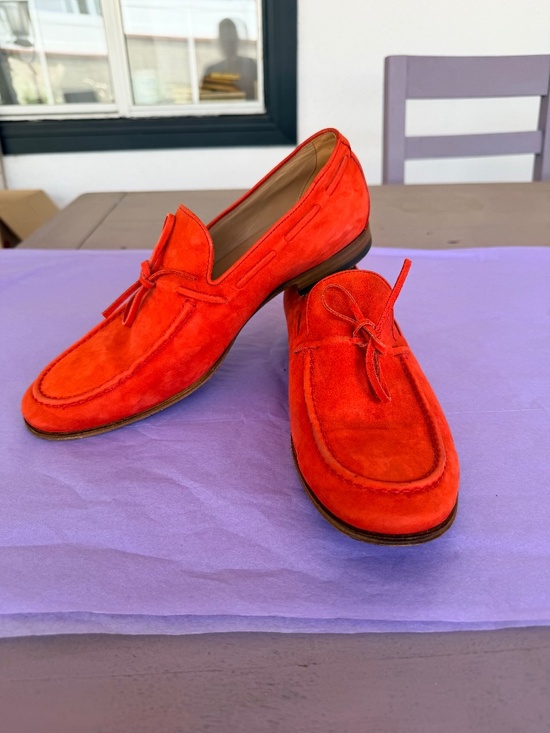 TOD\'S Men\'s Orange Suede Loafers Size 7 main image 6
